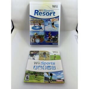 Nintendo Wii Sports and Wii Sports Resort Bundle Complete W Manuals CiB